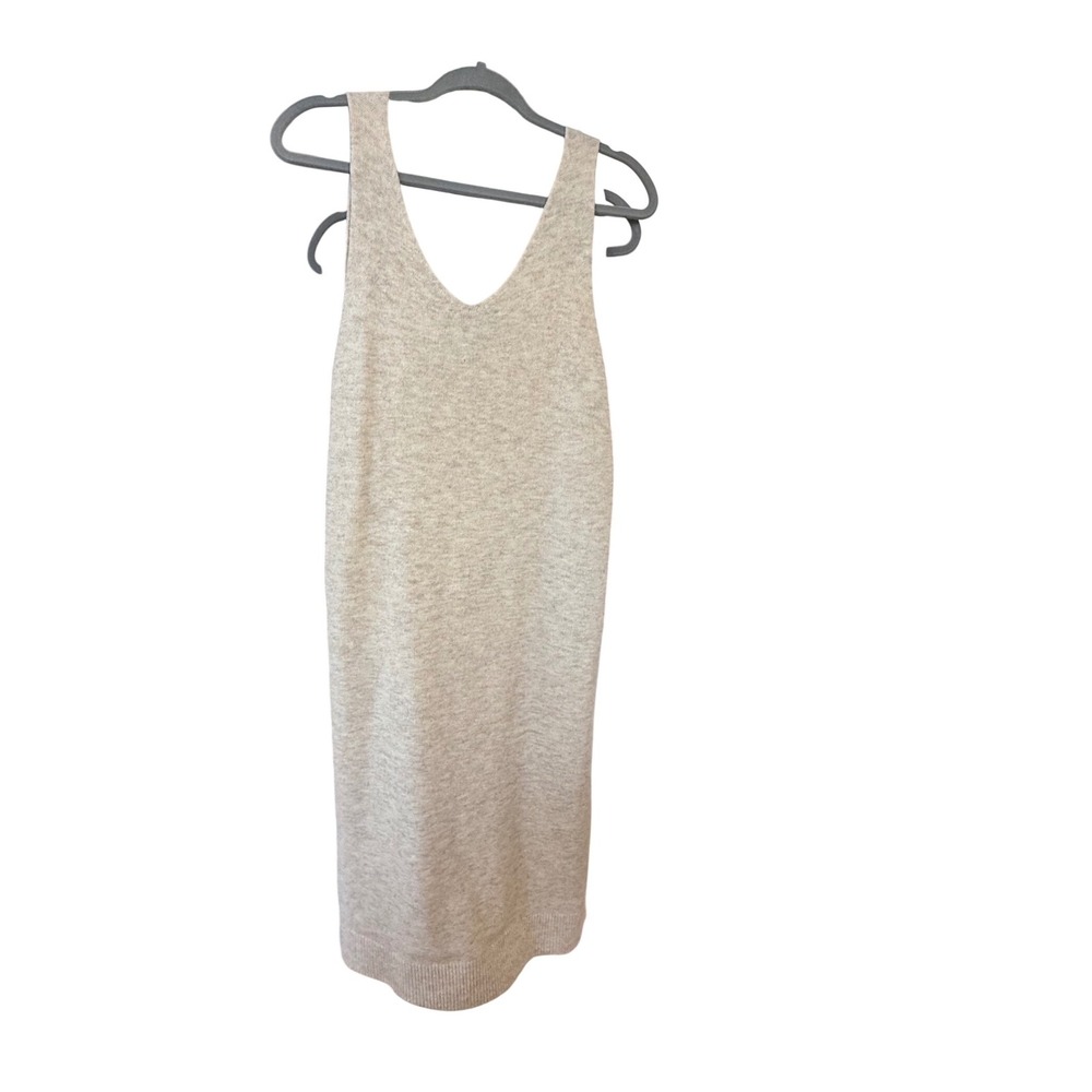 CeCe Womens Oatmeal Heather V-Neck Sleeveless Knit Sweater Dress‎ Size Large NEW